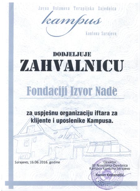 JU "TERAPIJSKA ZAJEDNICA KAMPUS KANTONA SARAJEVO"