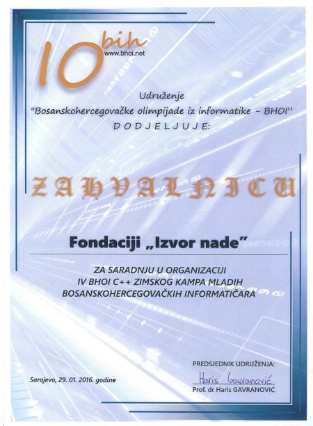 UDRUŽENJE BOSANSKOHERCEGOVAČKE OLIMPIJADE IZ INFORMATIKE - BHOI