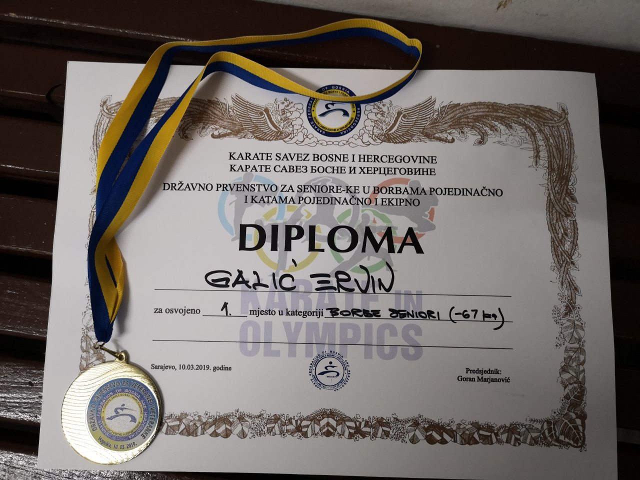 Ervin Galic karate prvak BiH 10.3.2019.